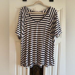 Carly Jean Los Angeles Striped V-Neck Women's Top